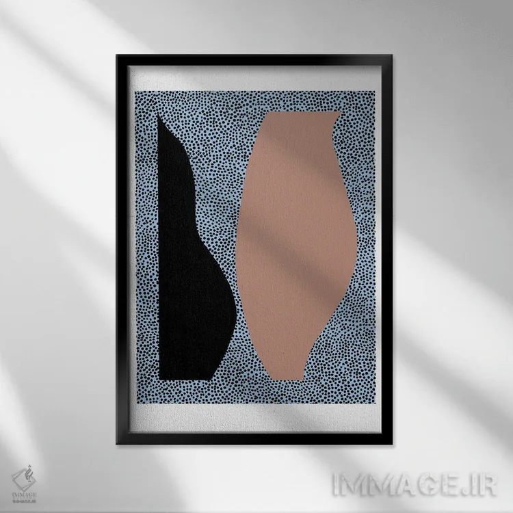 تابلو انتزاعی اشکال نقطه ای اثر کارولینا کلینگ - نمای قابدار مشکی