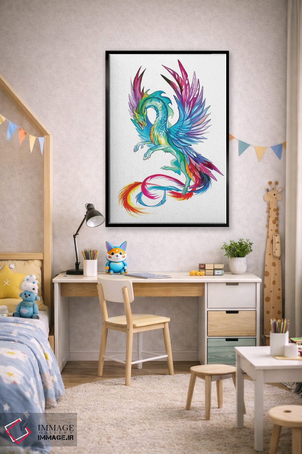 تابلو دکوراتیو اژدهای مرغ مگس خوار اثر کتی لیپسکامب - D2B