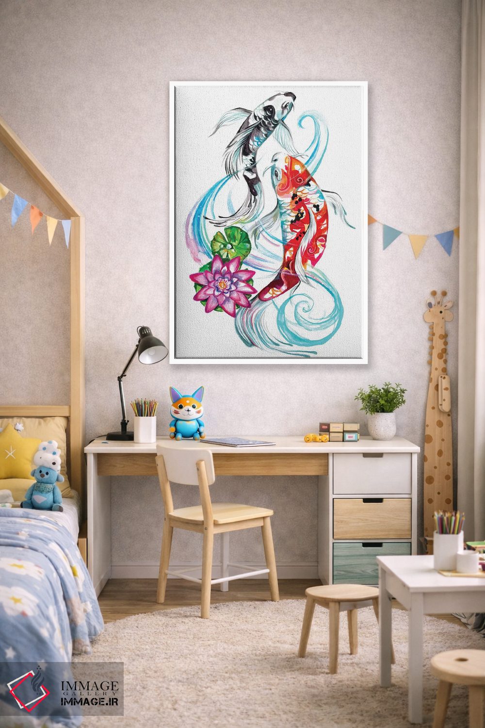 تابلو دکوراتیو یک جفت ماهی کوی اثر کتی لیپسکامب - D1W