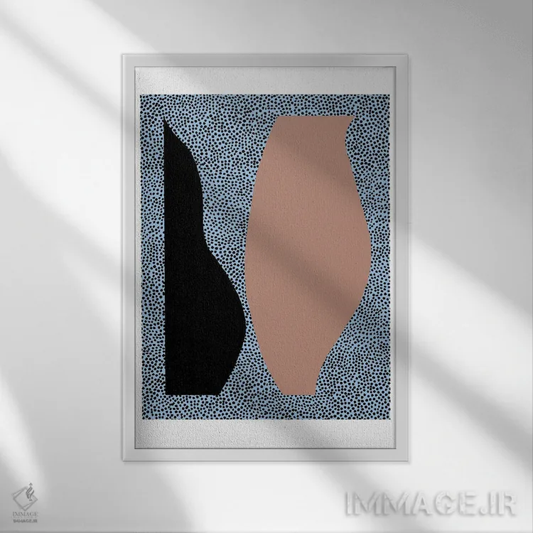 تابلو انتزاعی اشکال نقطه ای اثر کارولینا کلینگ - نمای قابدار سفید