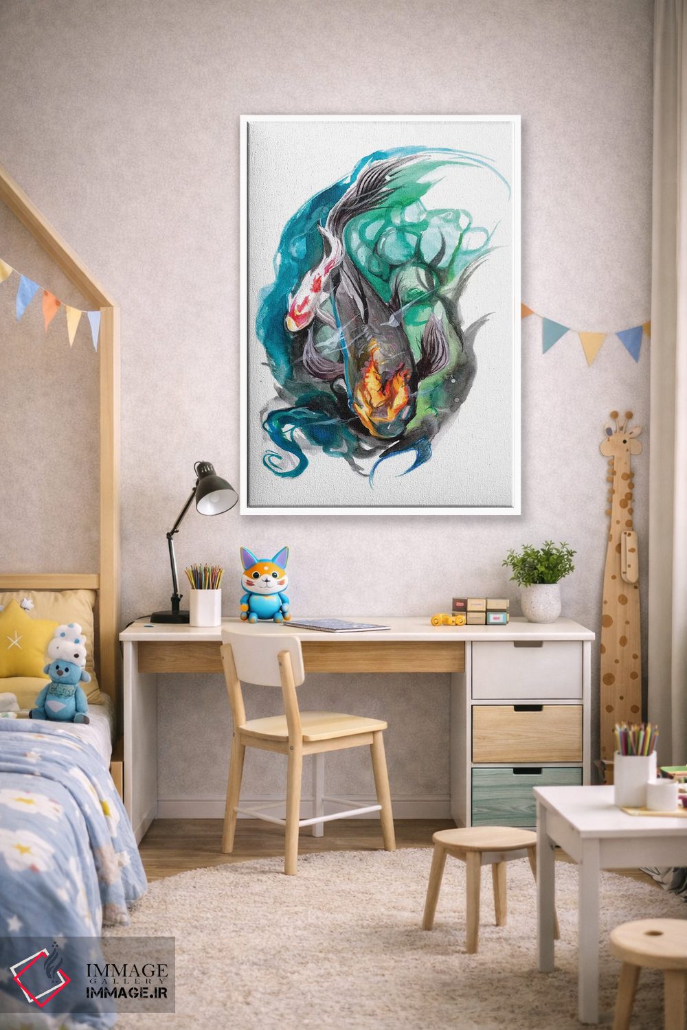 تابلو دکوراتیو حوضچه ماهی کوی اثر کتی لیپسکامب - D1W