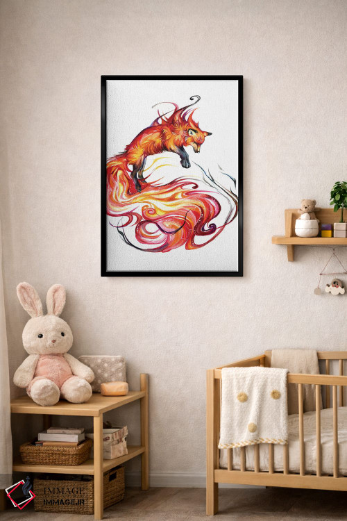 تابلو دکوراتیو روباه کهکشان آتشین اثر کتی لیپسکامب - D4B