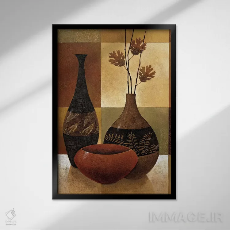 تابلو دکوراتیو وصله دوزی طبیعت ۲ اثر کیت مالت - نمای قابدار مشکی