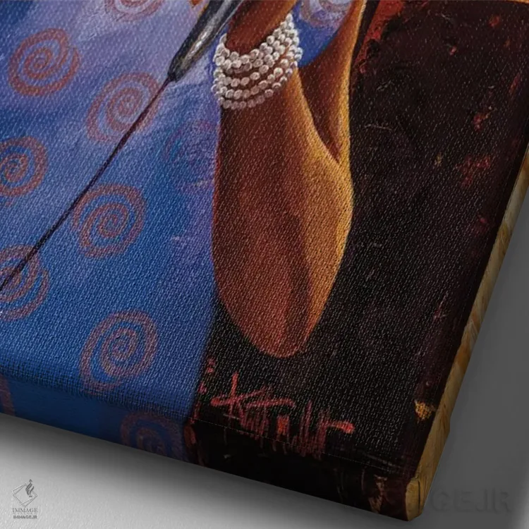 تابلو دکوراتیو کافه جاز اثر کیت مالت - نمای نزدیک بافت بوم