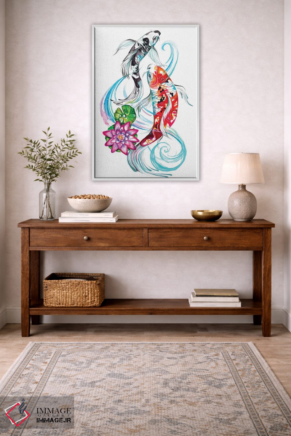 تابلو دکوراتیو یک جفت ماهی کوی اثر کتی لیپسکامب - D4W