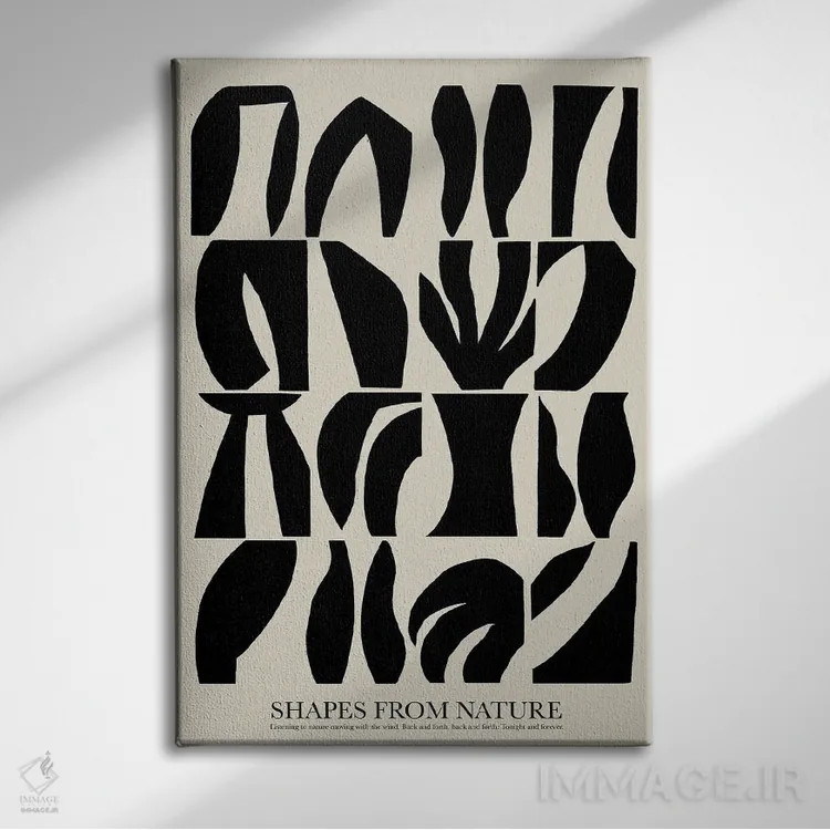 تابلو انتزاعی اشکال - مشکی اثر کارولینا کلینگ - نمای روبهرو روی دیوار