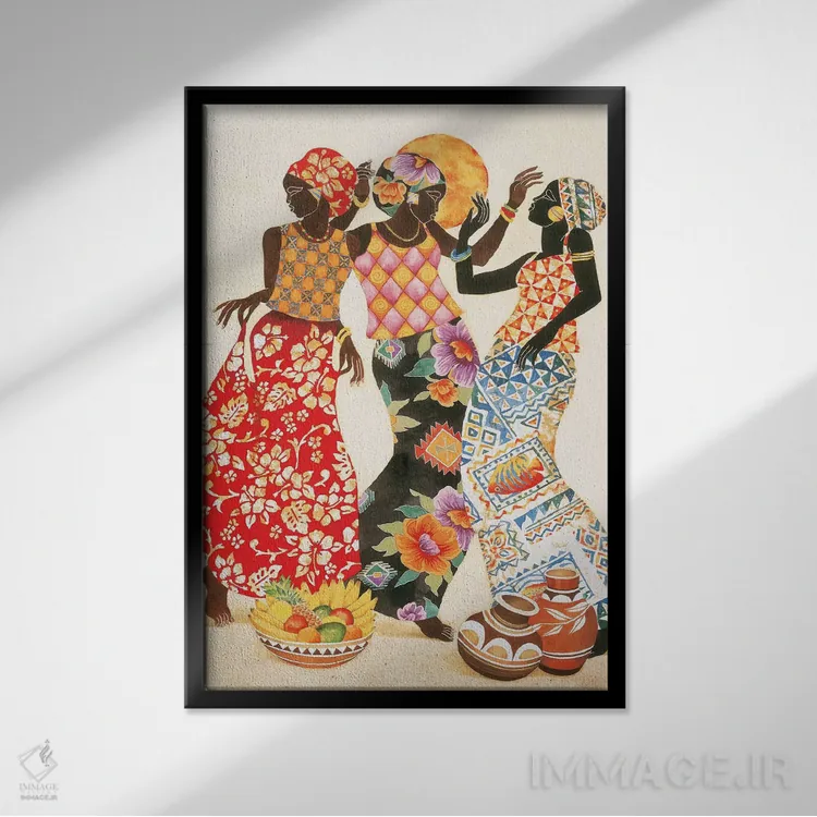 تابلو دکوراتیو شادی و سرور اثر کیت مالت - نمای قابدار مشکی