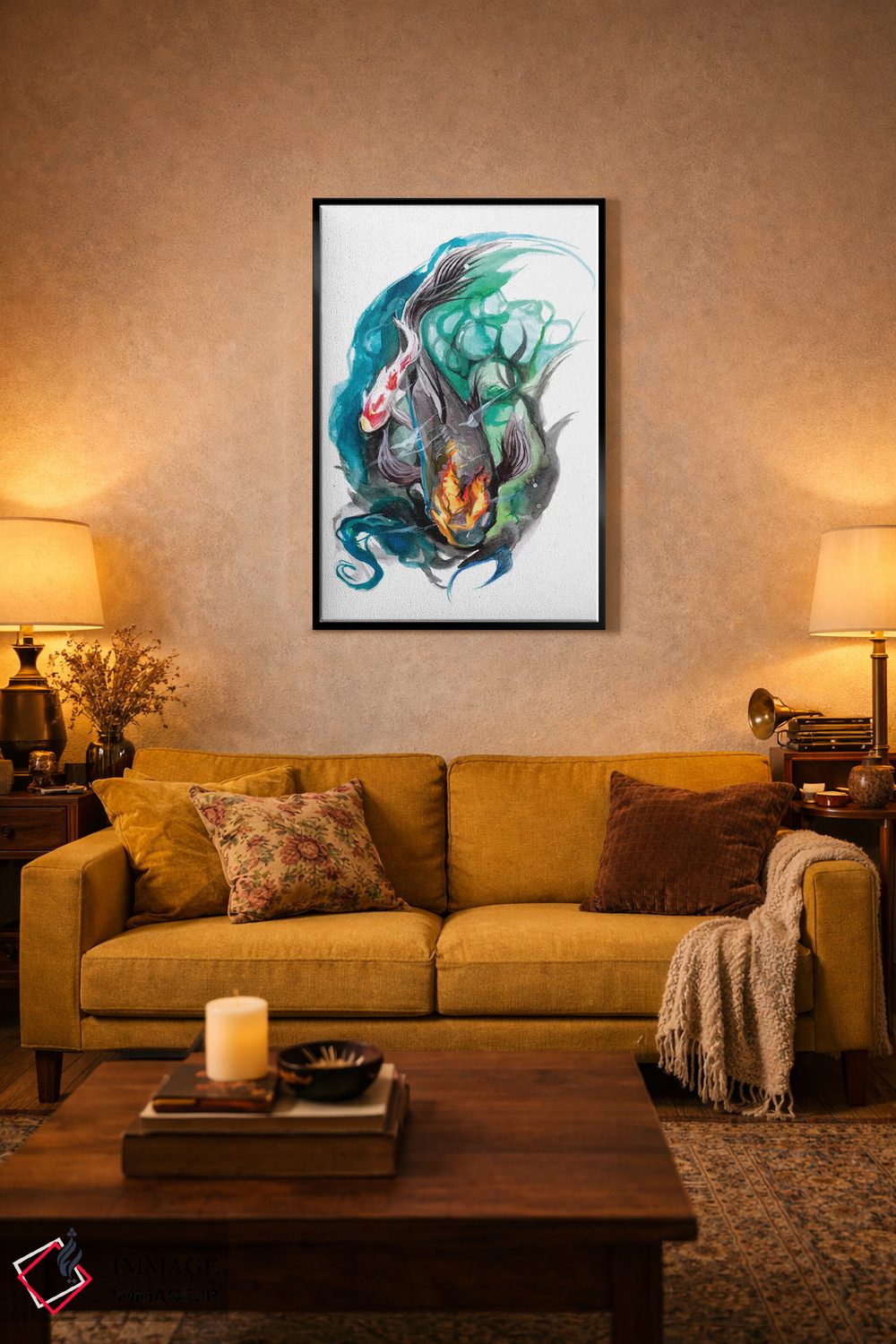 تابلو دکوراتیو حوضچه ماهی کوی اثر کتی لیپسکامب - D6B