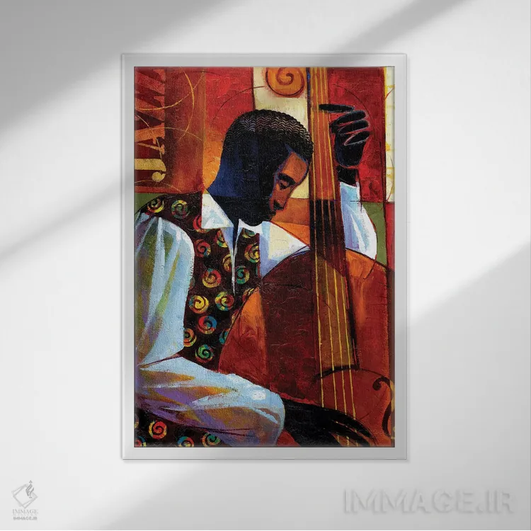 تابلو دکوراتیو جاز اثر کیت مالت - نمای قابدار سفید