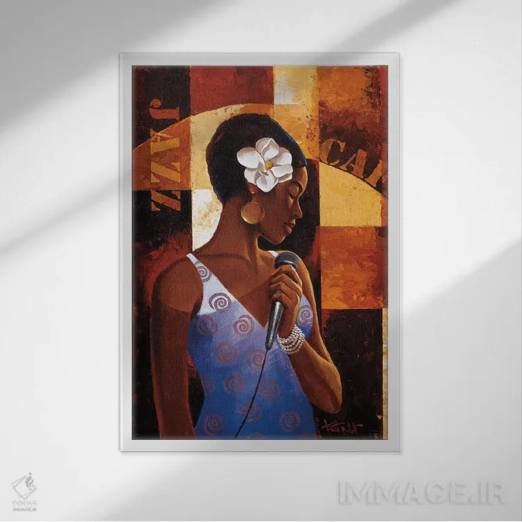 تابلو دکوراتیو کافه جاز اثر کیت مالت - نمای قابدار سفید