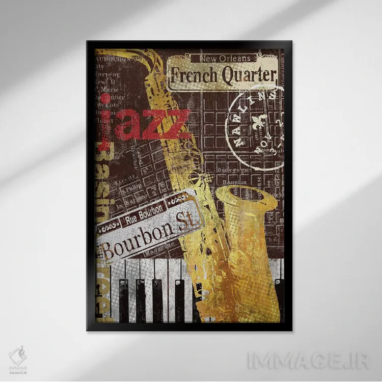 تابلو دکوراتیو نئورلینز اثر کیت مالت - نمای قابدار مشکی