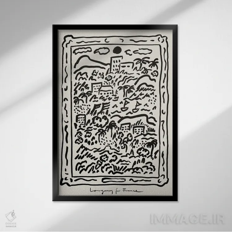 تابلو مدرن جنوب فرانسه - مشکی اثر کارولینا کلینگ - نمای قابدار مشکی