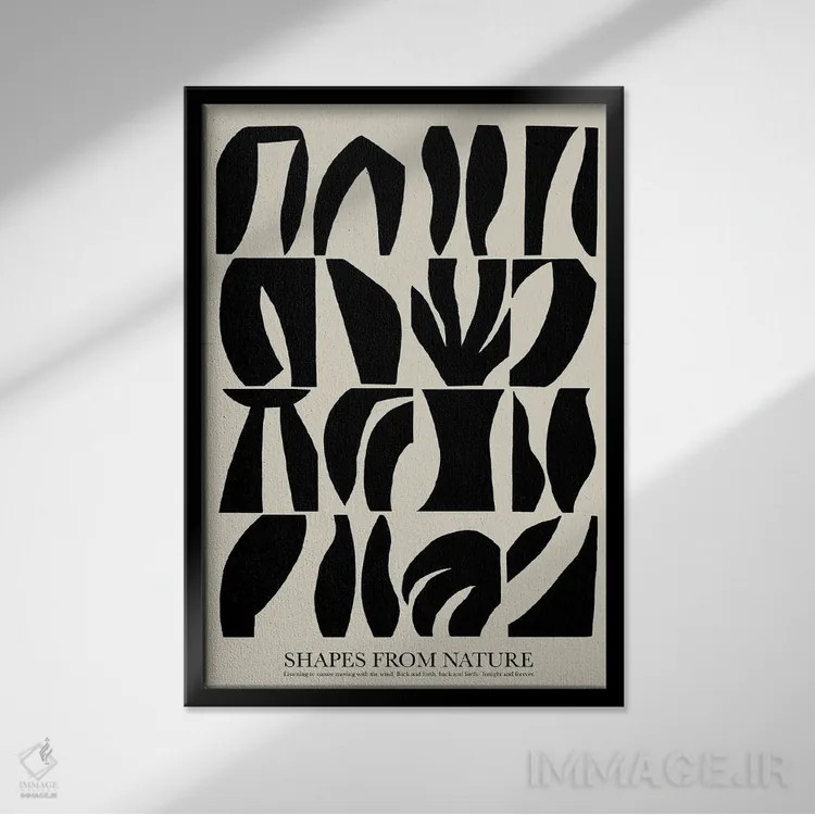 تابلو انتزاعی اشکال - مشکی اثر کارولینا کلینگ - نمای قابدار مشکی