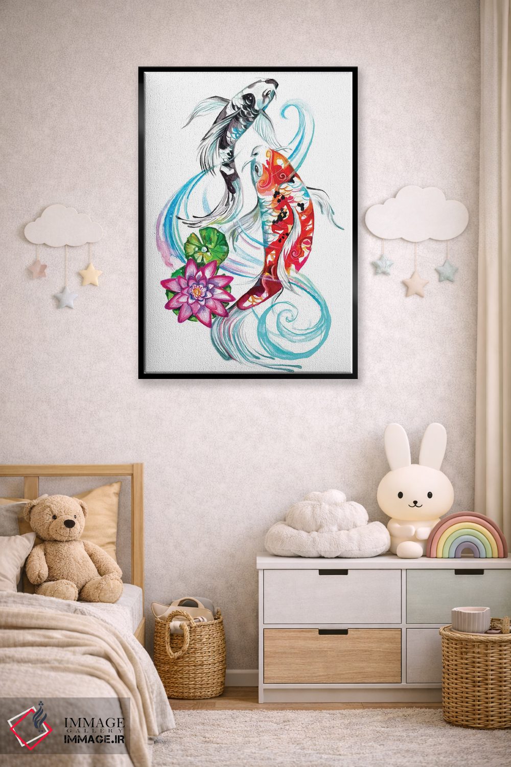 تابلو دکوراتیو یک جفت ماهی کوی اثر کتی لیپسکامب - D6B