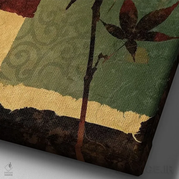 تابلو دکوراتیو برگ نو ۲ اثر کیت مالت - نمای نزدیک بافت بوم