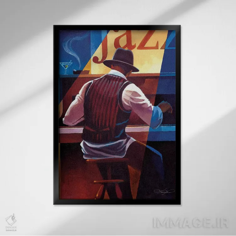 تابلو دکوراتیو رگ تایم اثر کیت مالت - نمای قابدار مشکی