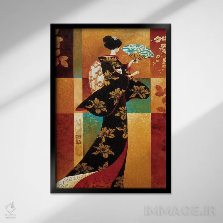 تابلو دکوراتیو ساکورا اثر کیت مالت - نمای قابدار مشکی