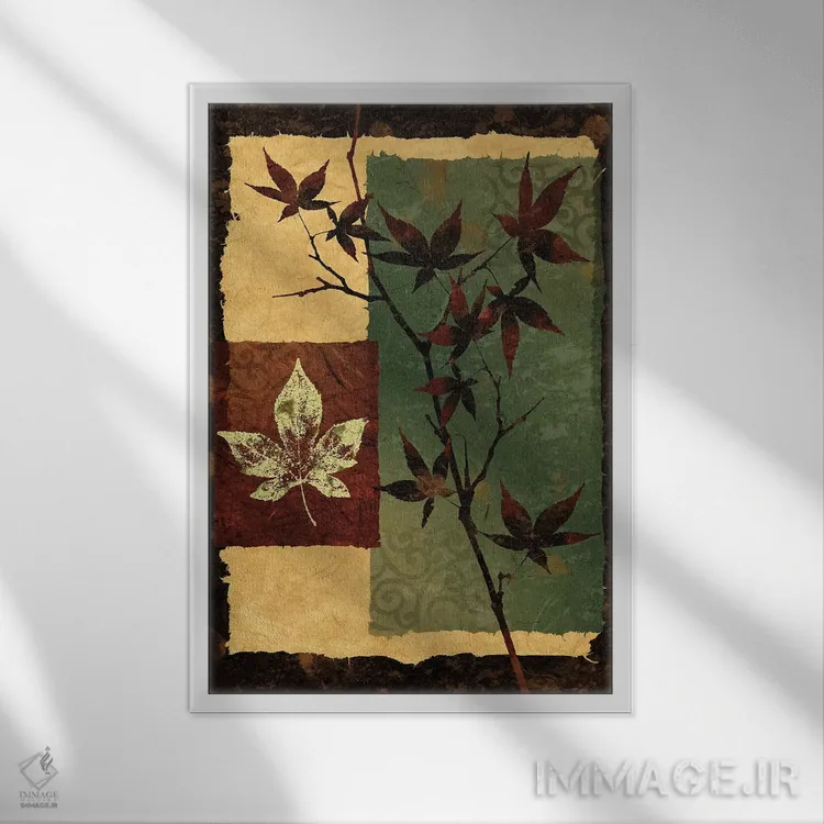 تابلو دکوراتیو برگ نو ۲ اثر کیت مالت - نمای قابدار سفید