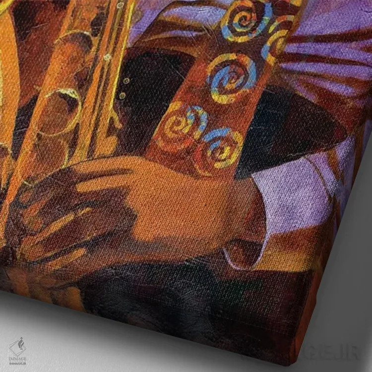 تابلو دکوراتیو کلوب جاز اثر کیت مالت - نمای نزدیک بافت بوم