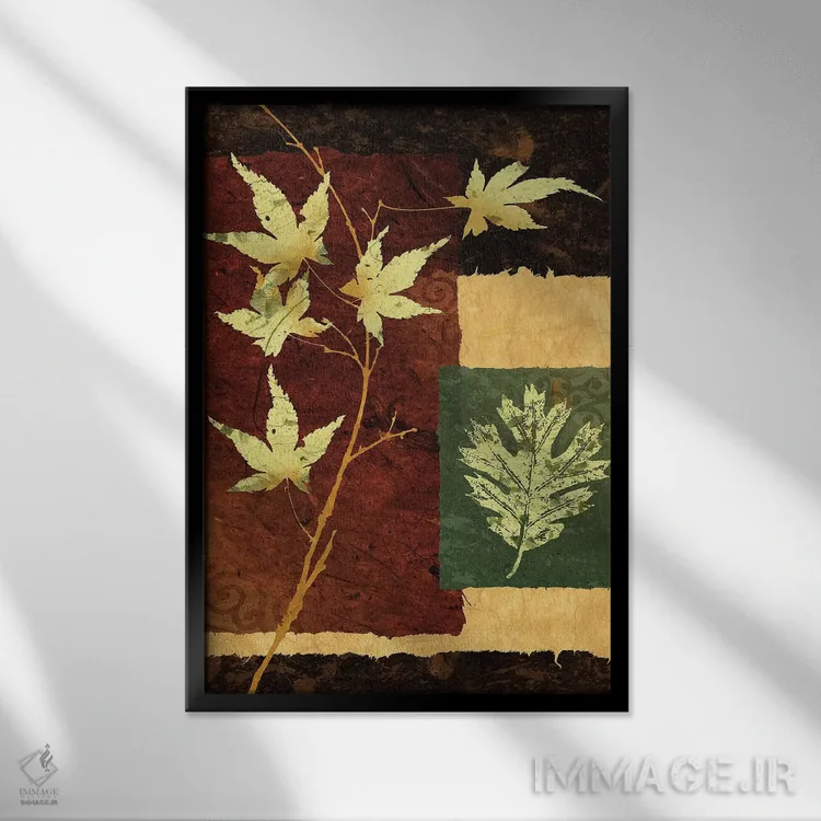 تابلو دکوراتیو برگ نو ۱ اثر کیت مالت - نمای قابدار مشکی