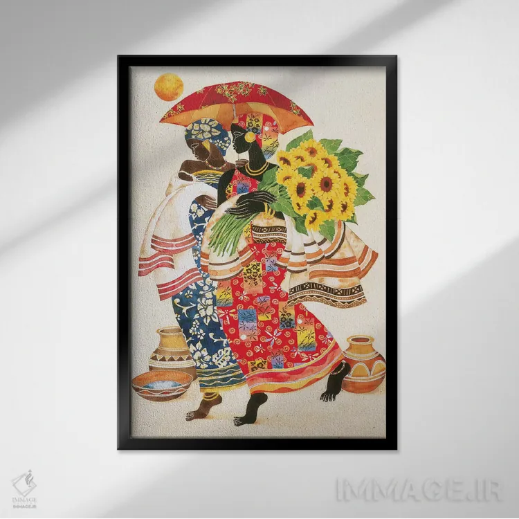 تابلو دکوراتیو آفتابگردان ها اثر کیت مالت - نمای قابدار مشکی