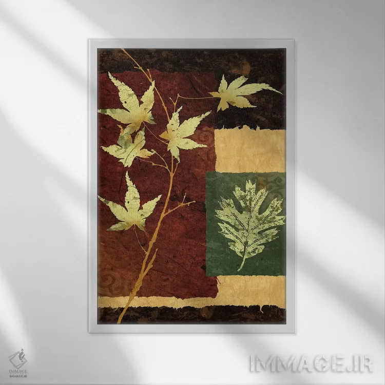 تابلو دکوراتیو برگ نو ۱ اثر کیت مالت - نمای قابدار سفید