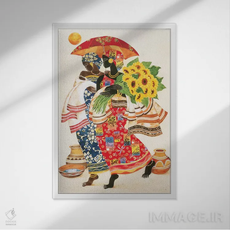 تابلو دکوراتیو آفتابگردان ها اثر کیت مالت - نمای قابدار سفید