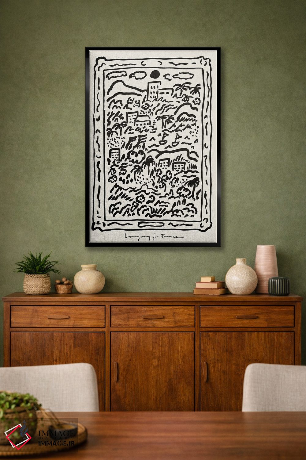 تابلو مدرن جنوب فرانسه - مشکی اثر کارولینا کلینگ - D2B