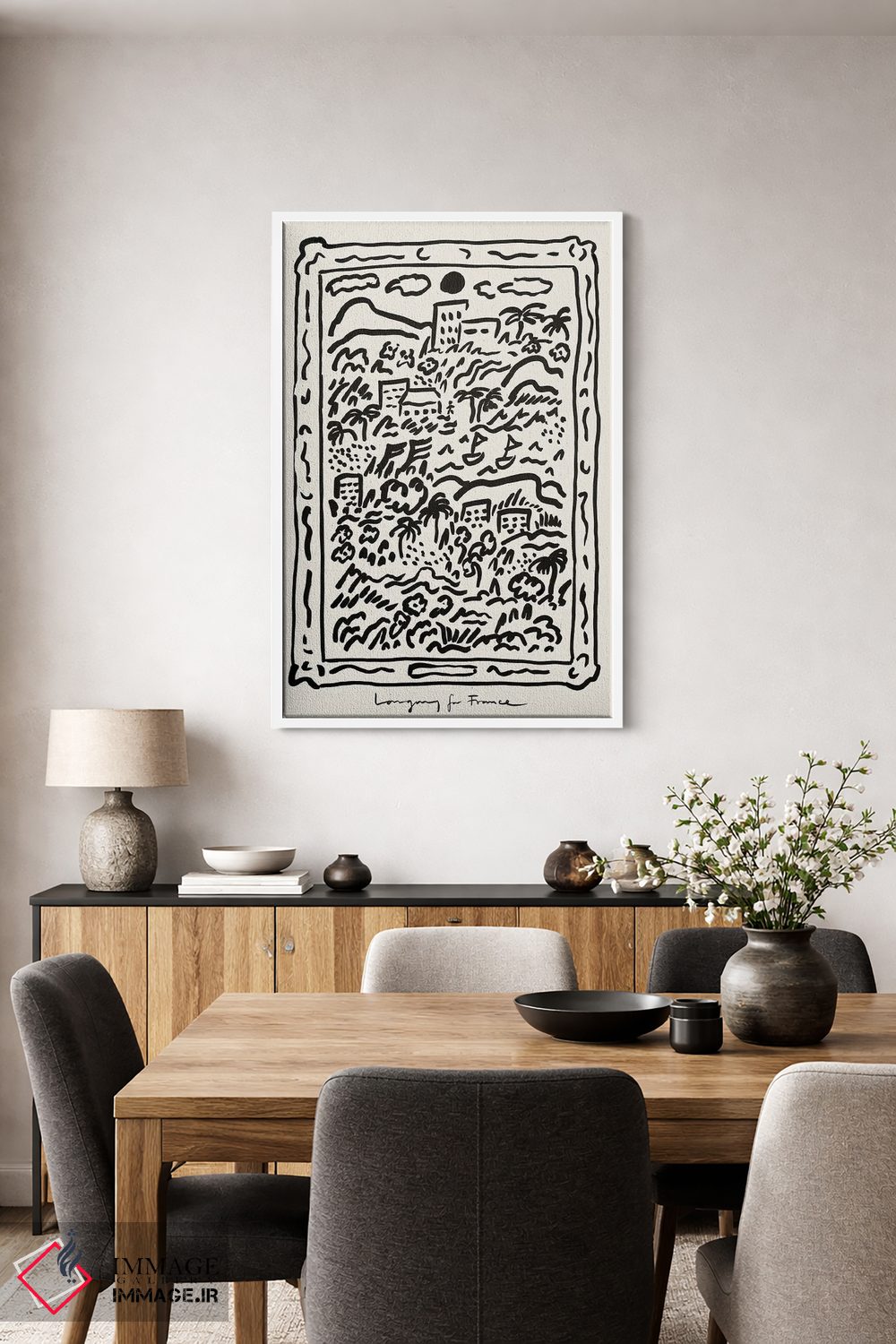 تابلو مدرن جنوب فرانسه - مشکی اثر کارولینا کلینگ - D3W