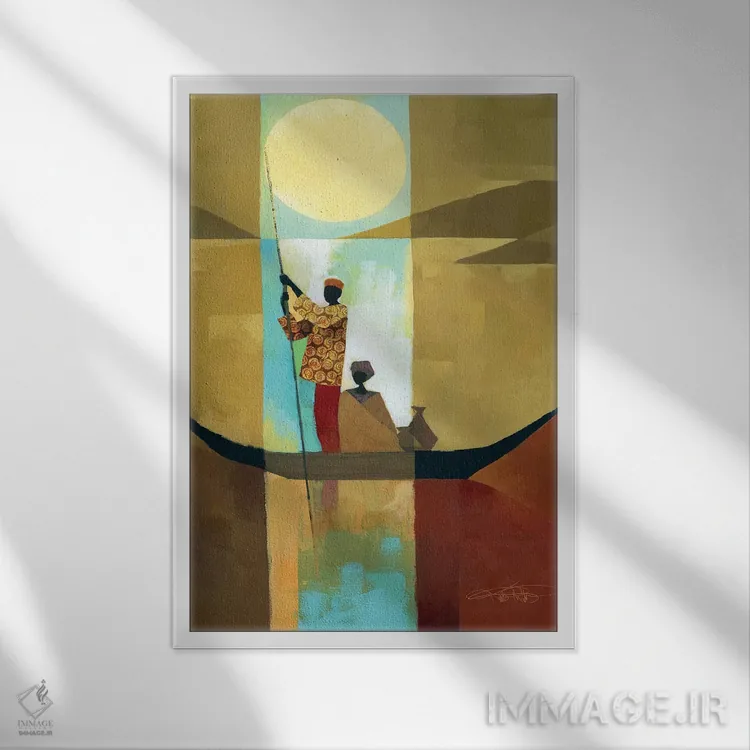 تابلو دکوراتیو کنار رودخانه I اثر کیت مالت - نمای قابدار سفید