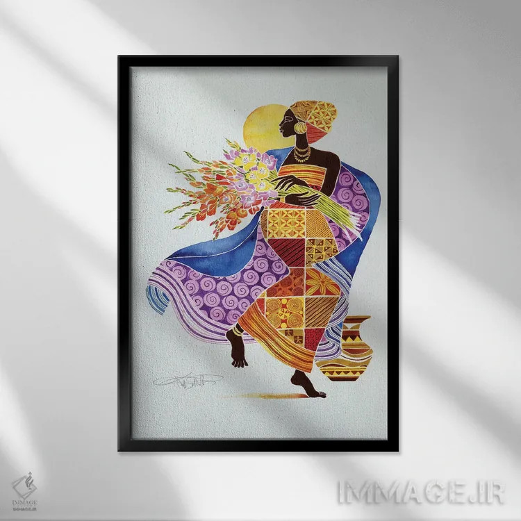 تابلو دکوراتیو کیکورا اثر کیت مالت - نمای قابدار مشکی