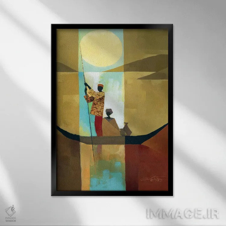 تابلو دکوراتیو کنار رودخانه I اثر کیت مالت - نمای قابدار مشکی