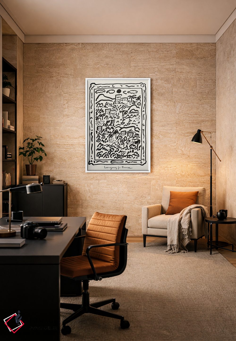 تابلو مدرن جنوب فرانسه - مشکی اثر کارولینا کلینگ - D6W