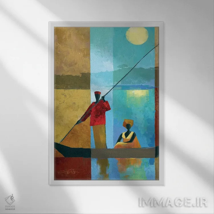 تابلو دکوراتیو کنار رودخانه II اثر کیت مالت - نمای قابدار سفید