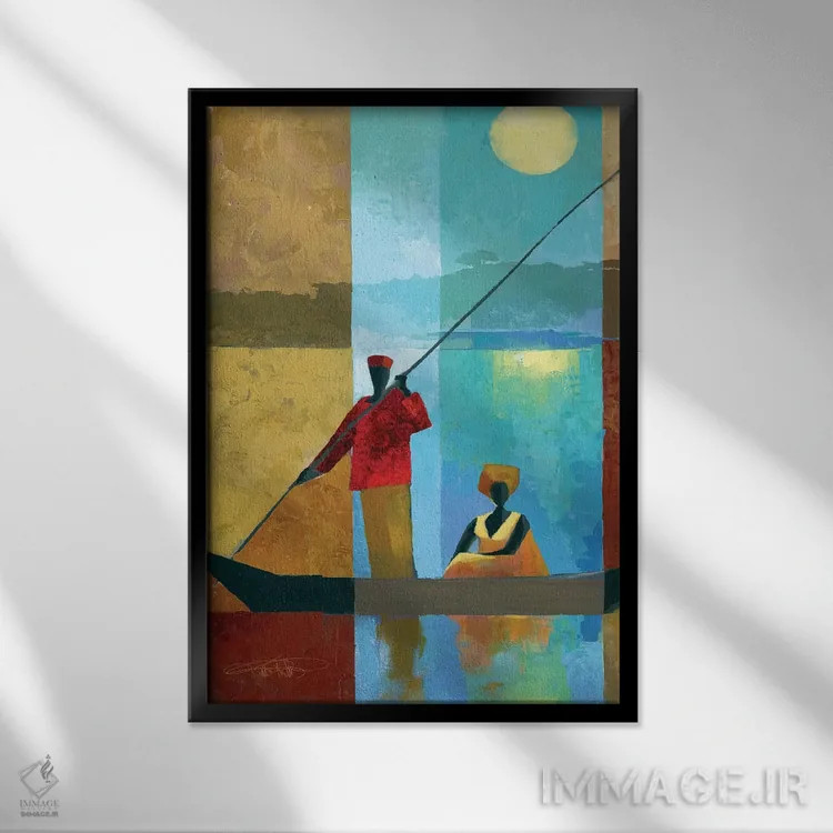 تابلو دکوراتیو کنار رودخانه II اثر کیت مالت - نمای قابدار مشکی