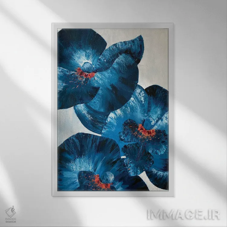 تابلو دکوراتیو ارکیده های آبی اثر کریستینا مالن - نمای قابدار سفید