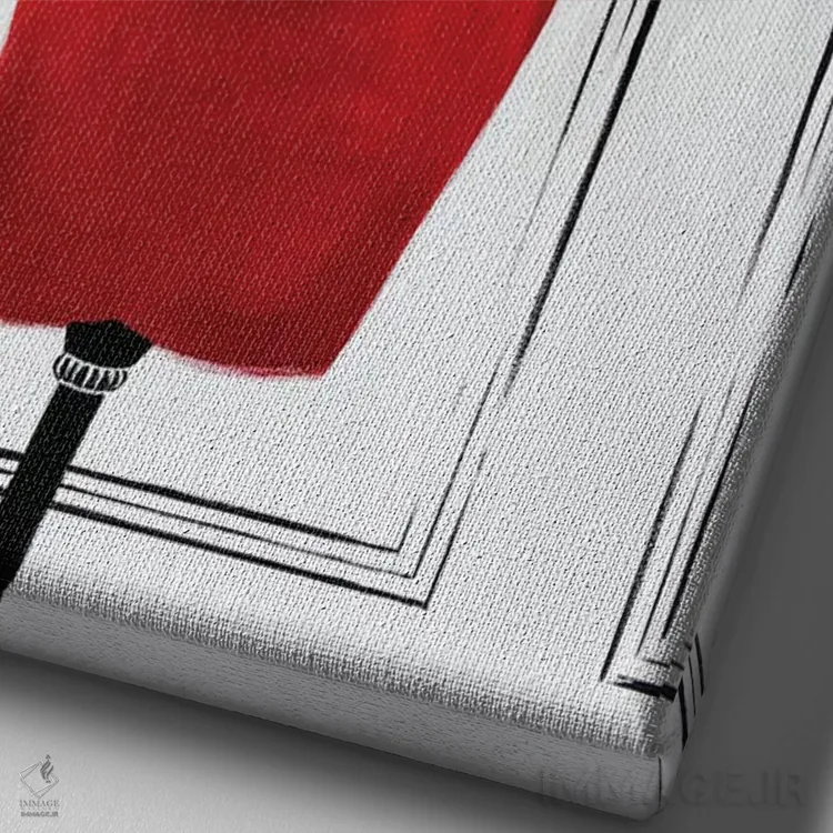 تابلو دکوراتیو پیراهن شیک قرمز کوچک اثر کریستینا مالن - نمای نزدیک بافت بوم