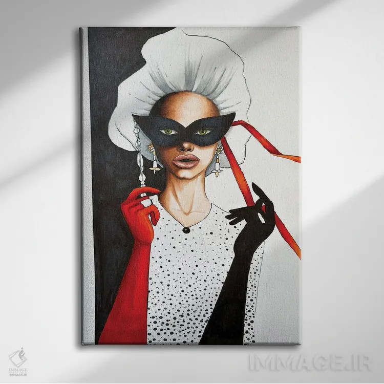 تابلو دکوراتیو نقاب دار اثر کریستینا مالن - نمای روبهرو روی دیوار