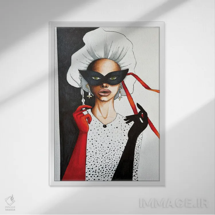 تابلو دکوراتیو نقاب دار اثر کریستینا مالن - نمای قابدار سفید