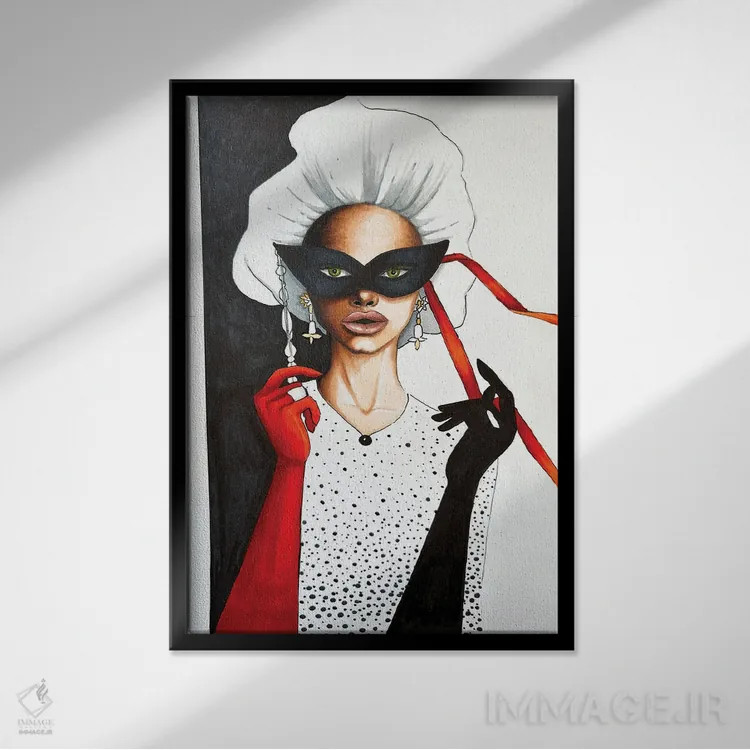 تابلو دکوراتیو نقاب دار اثر کریستینا مالن - نمای قابدار مشکی