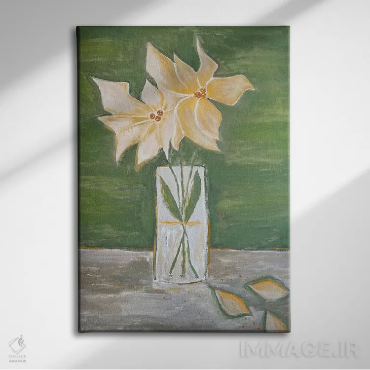 تابلو دکوراتیو نوعی گل ها اثر کریستینا مالن - نمای روبهرو روی دیوار