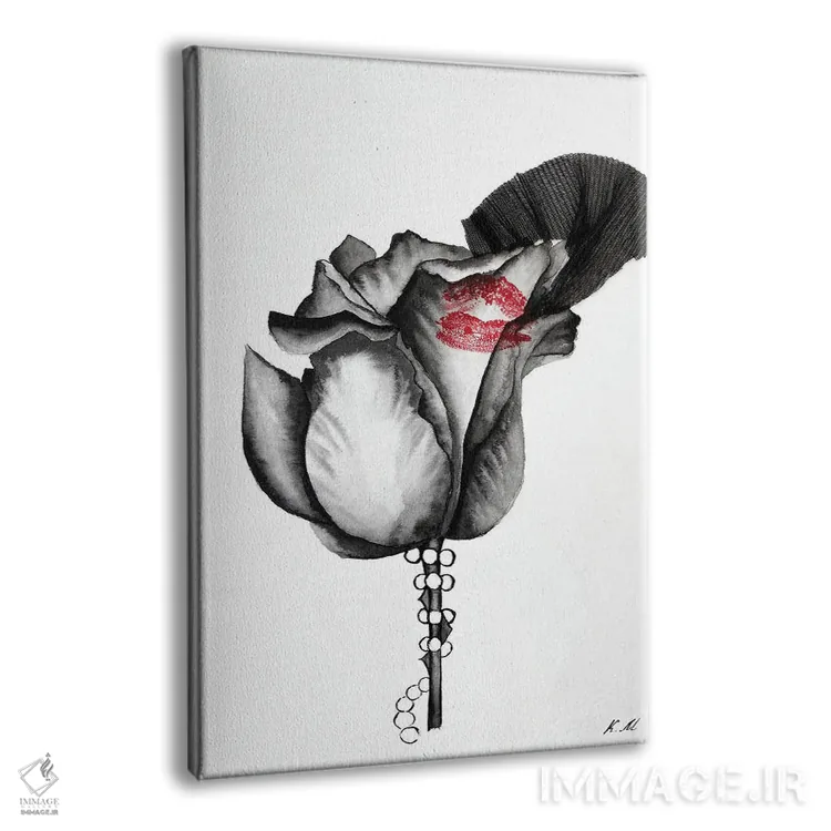 تابلو دکوراتیو بوسه بر گل رز سیاه در پس حجاب اثر کریستینا مالن - نمای پرسپکتیو محصول
