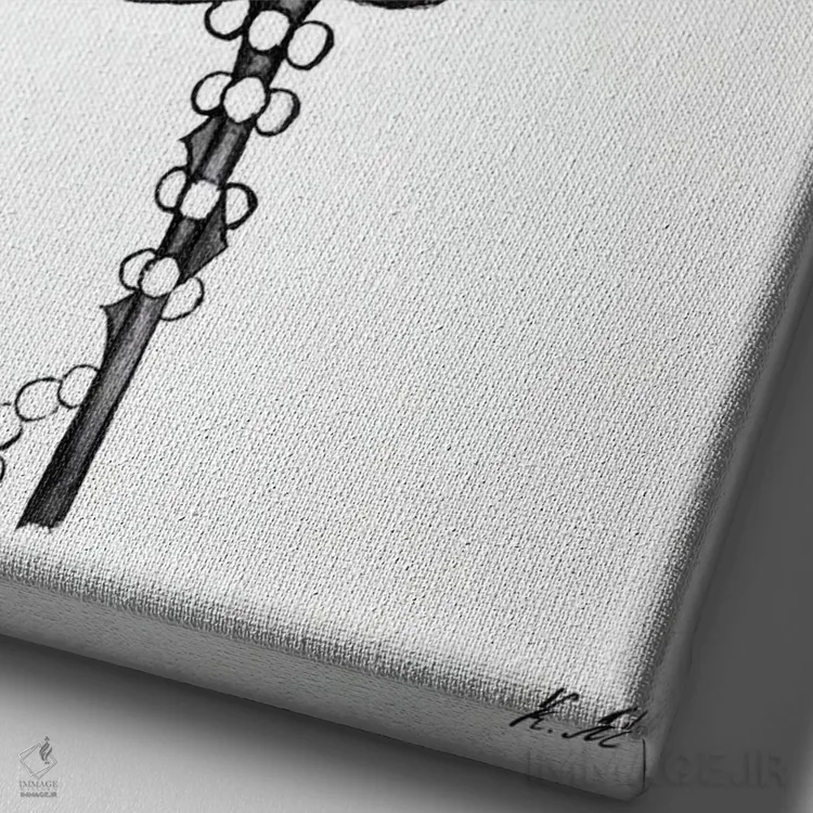 تابلو دکوراتیو بوسه بر گل رز سیاه در پس حجاب اثر کریستینا مالن - نمای نزدیک بافت بوم