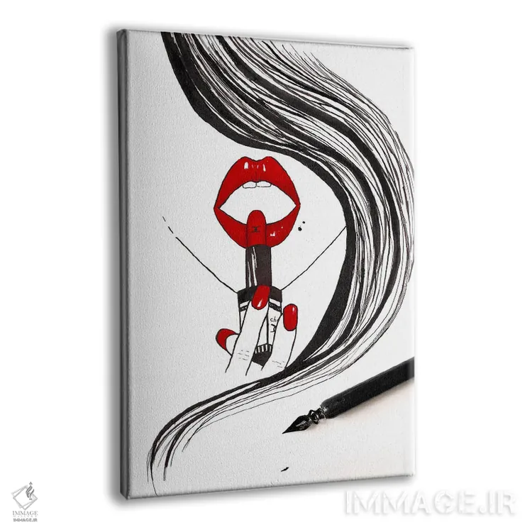 تابلو دکوراتیو رژلب قرمز اثر کریستینا مالن - نمای پرسپکتیو محصول