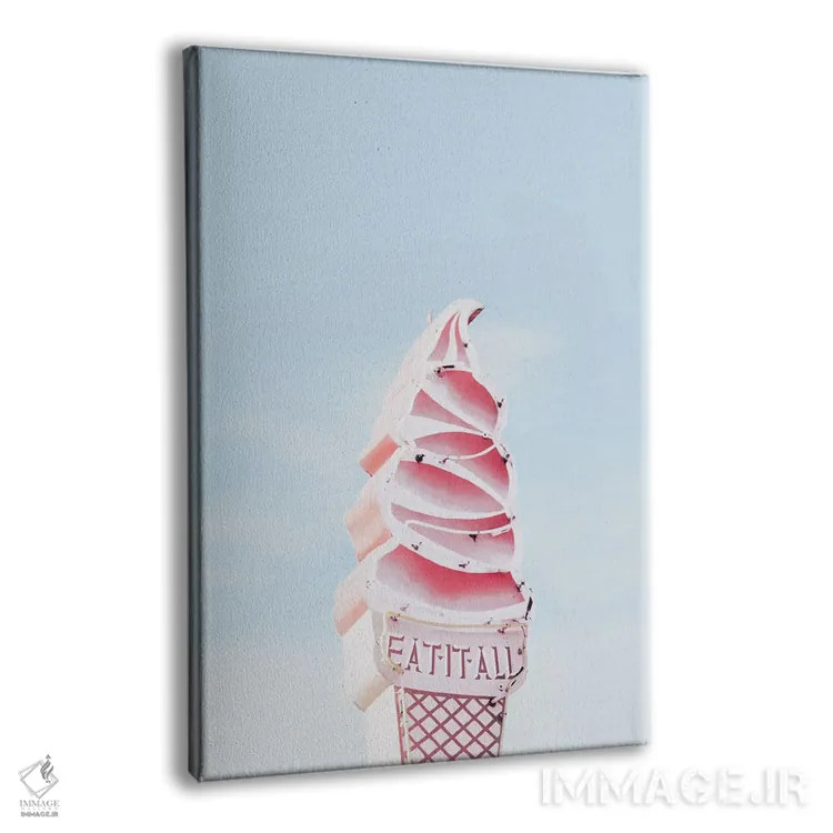 تابلوی بستنی قیفی صورتی اثر کارن منداو - نمای پرسپکتیو محصول