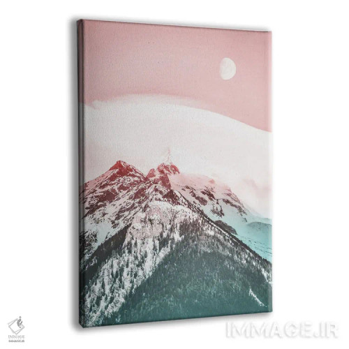 تابلو دکوراتیو کوه های صورتی و ماه اثر کارن منداو - نمای پرسپکتیو محصول