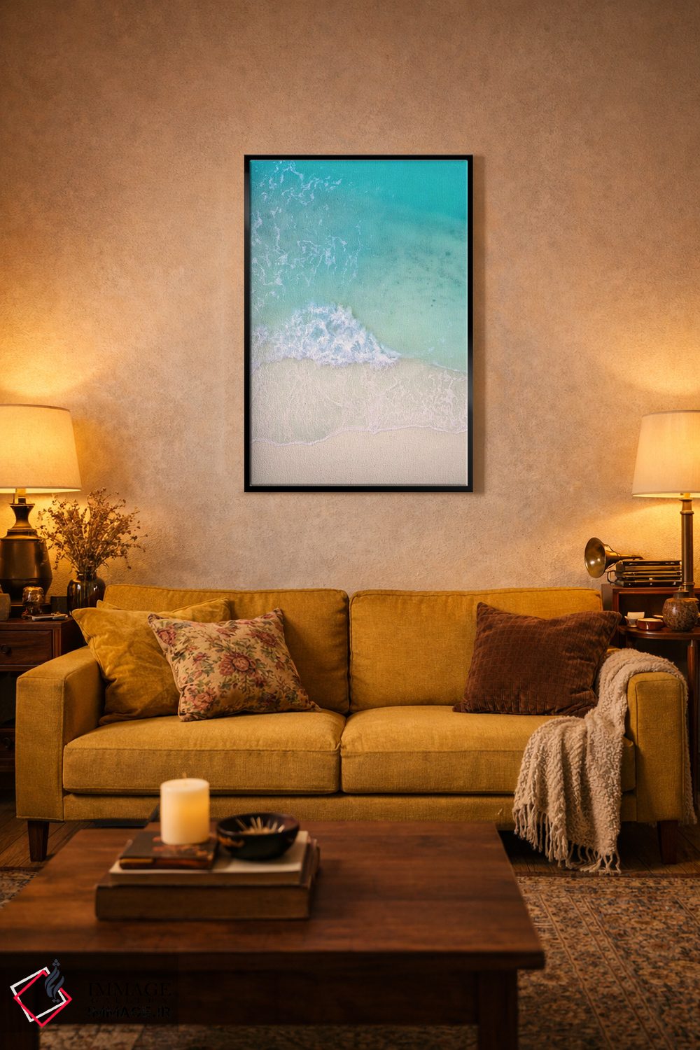 تابلو دکوراتیو امواج ساحلی از بالا اثر کارن منداو - D4B