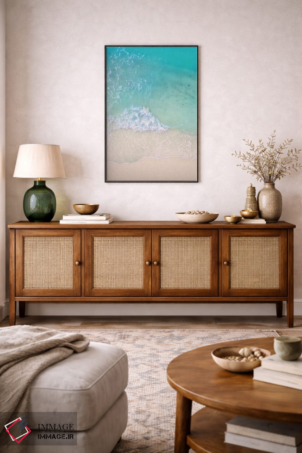 تابلو دکوراتیو امواج ساحلی از بالا اثر کارن منداو - D5B