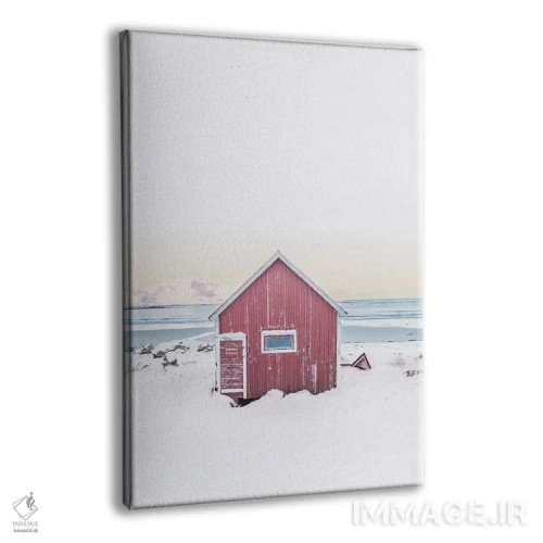 تابلو دکوراتیو کلبه اسکانباوراویایی صورتی اثر کارن منداو - نمای پرسپکتیو محصول