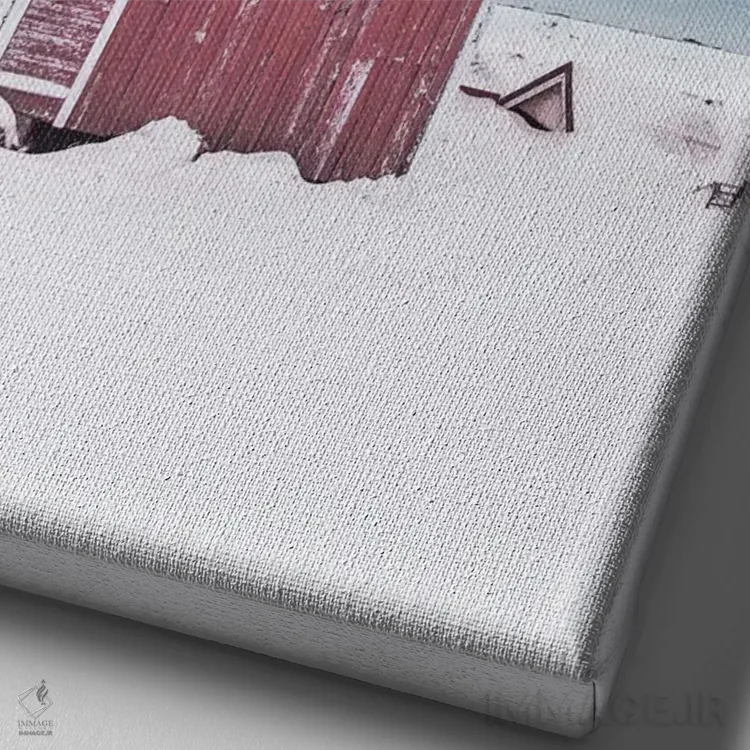 تابلو دکوراتیو کلبه اسکانباوراویایی صورتی اثر کارن منداو - نمای نزدیک بافت بوم